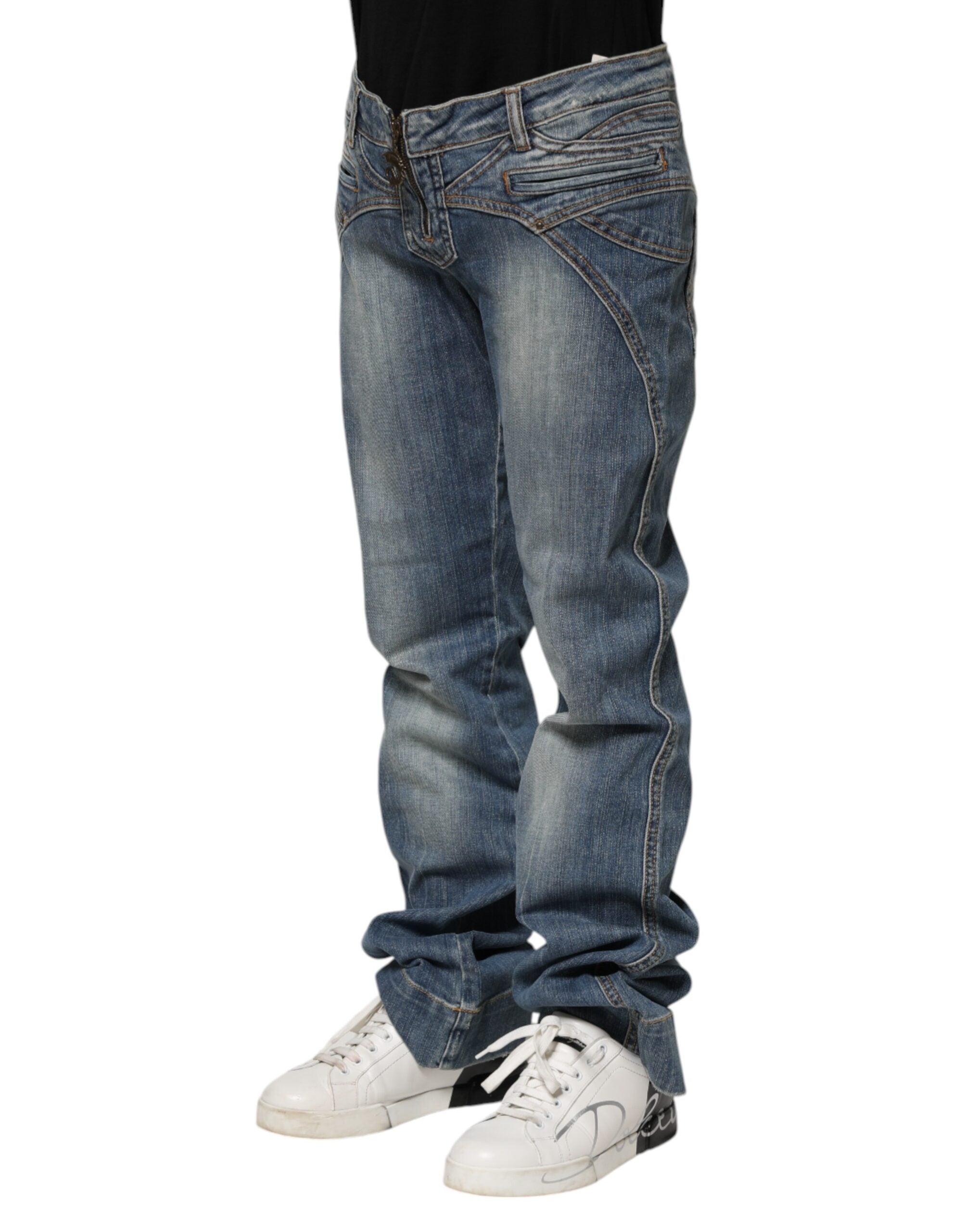 Just Cavalli Blue Washed Straight Fit Men Denim Jeans